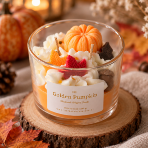 gouden pumpkin herfstkaars in warme setting
